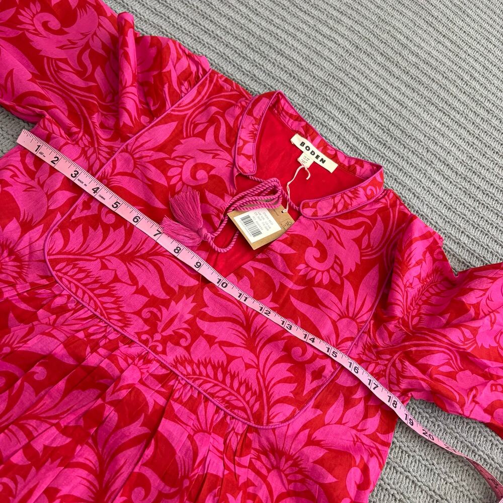 Boden Boho Tie Neck Kaftan Midi Dress Women’s Size 6 R Resort Vacation Coastal - Picture 7 of 12